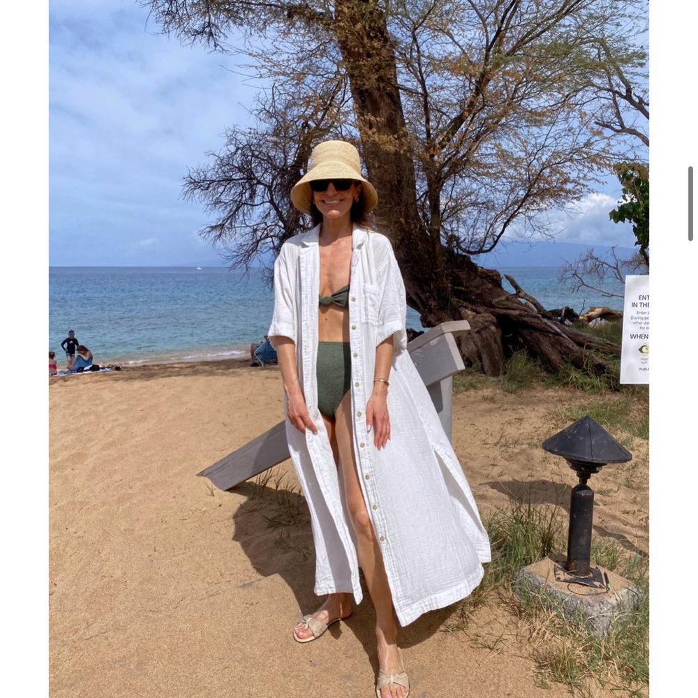 XXS Madewell lightestspun cover up maxi shirtdress lighthouse